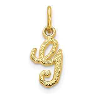 The Sadie 14k Yellow Gold Mini Satin Script Initial Charm, Letter G
